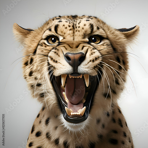 3D rendering of a leopard isolated on a white background. photo