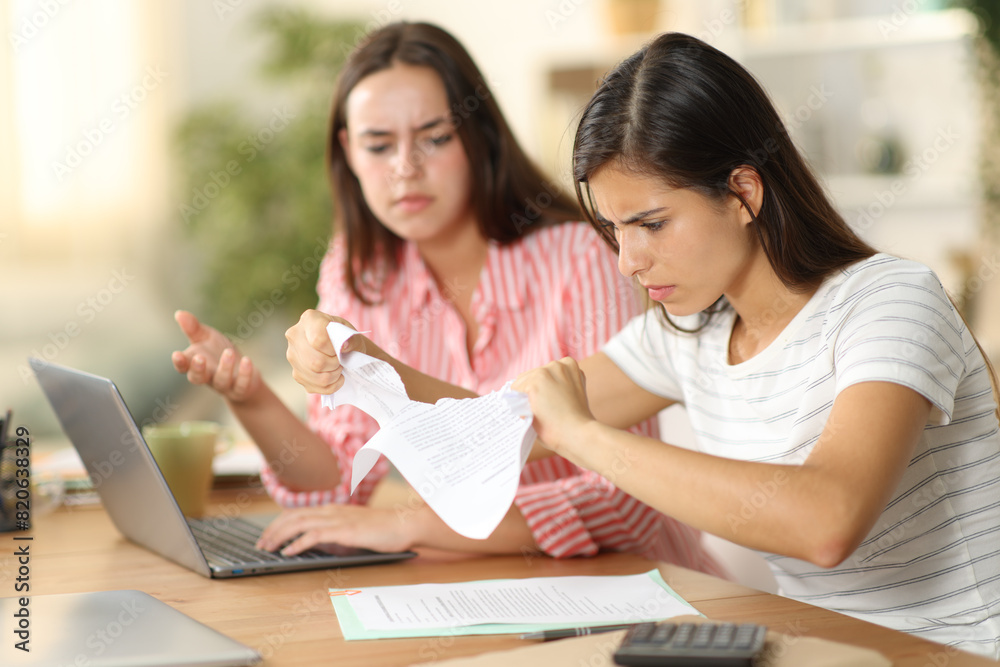 Angry tele workers breaking bad contract at home Angry tele workers breaking bad contract at home