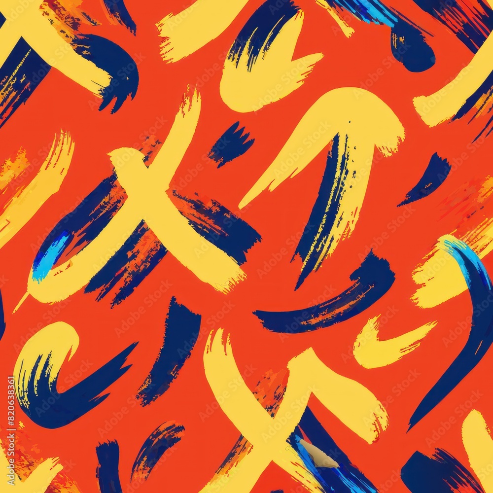Obraz premium Seamless pattern of expressive calligraphic brush strokes conveying emotions and sentiments, Generative AI