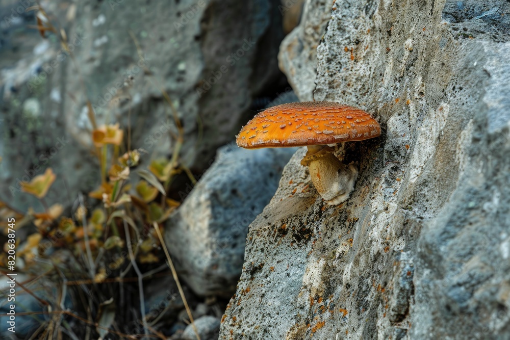 A mushroom growing out of the side of a rock, illustrating the resilience of nature.
A mushroom growing out of the side of a rock, illustrating the resilience of nature.