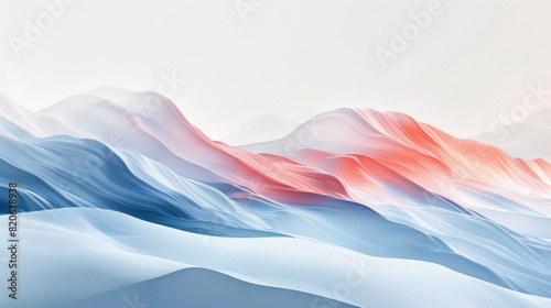 light blue and red wave, abstract patterms, white background, business background, technology background photo