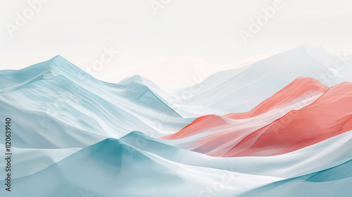 light blue and red wave, abstract patterms, white background, business background, technology background photo