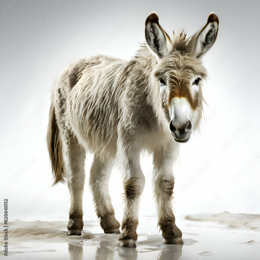 Fototapeta premium Donkey in studio. isolated on white background. side view.