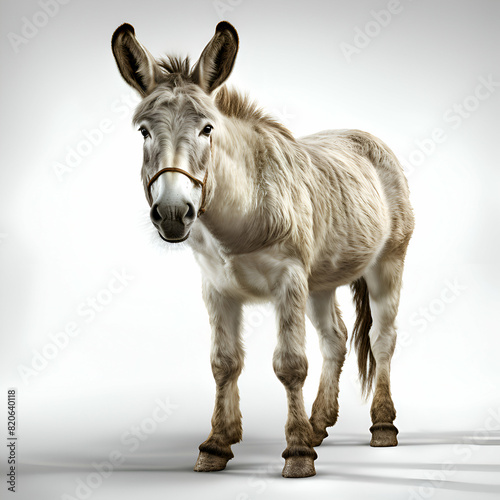 Portrait of a donkey on a white background. 3d rendering photo