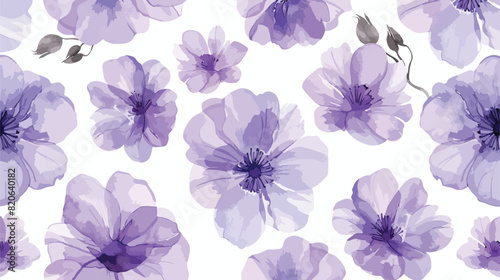 Seamless pattern of watercolor purple flower for background