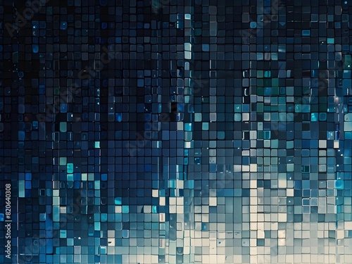 Digital pixels, blue and white, tech texture, generative AI photo