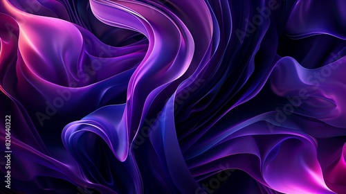 A sophisticated poster cover in ultraviolet and dark purple, featuring fluid blend shapes that merge and diverge, creating a complex and eye-catching abstract design. photo
