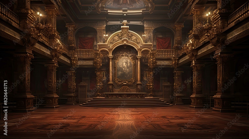 Obraz premium Interior of the church of the holy sepulchre. AI generated art illustration.