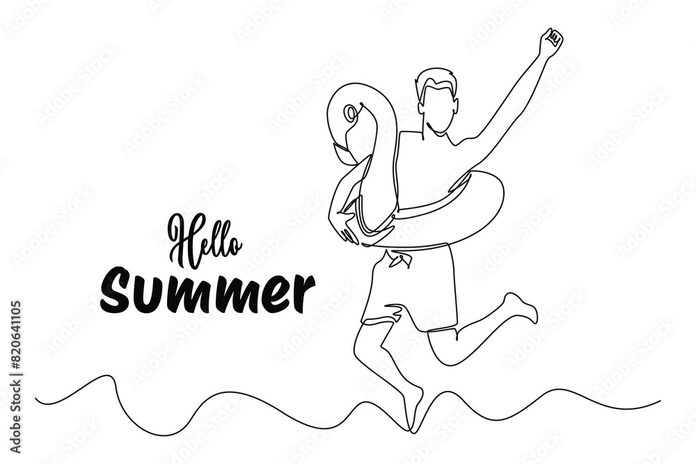 Summer Concept. Single line draw design vector graphic illustration. Summer Concept. Single line draw design vector graphic illustration.