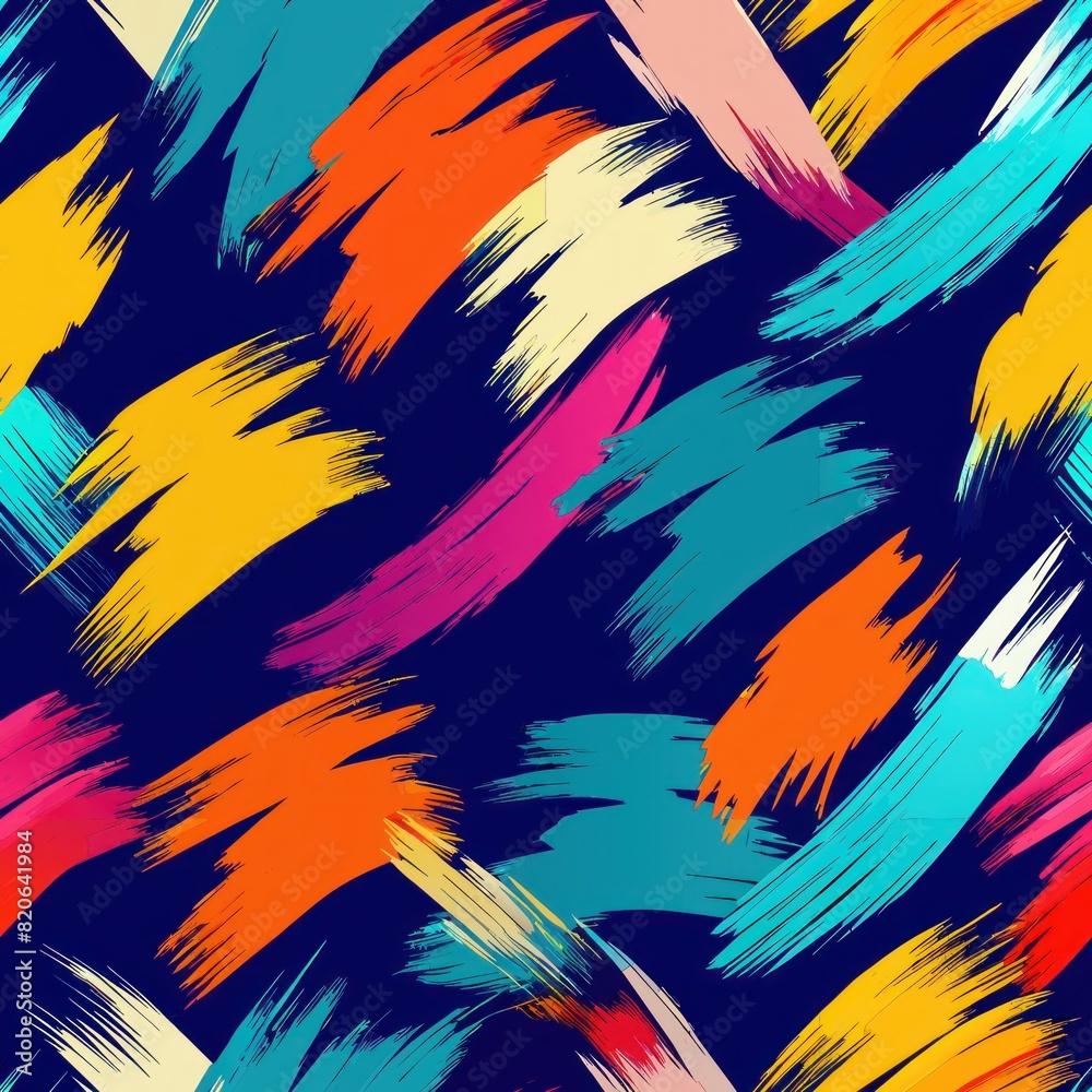 Obraz premium Seamless pattern of gestural brush strokes capturing the essence of a bustling cityscape, Generative AI