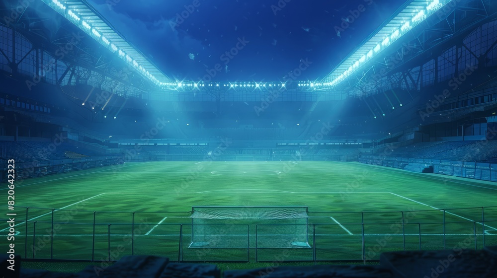Fototapeta premium Soccer stadium blue tone.