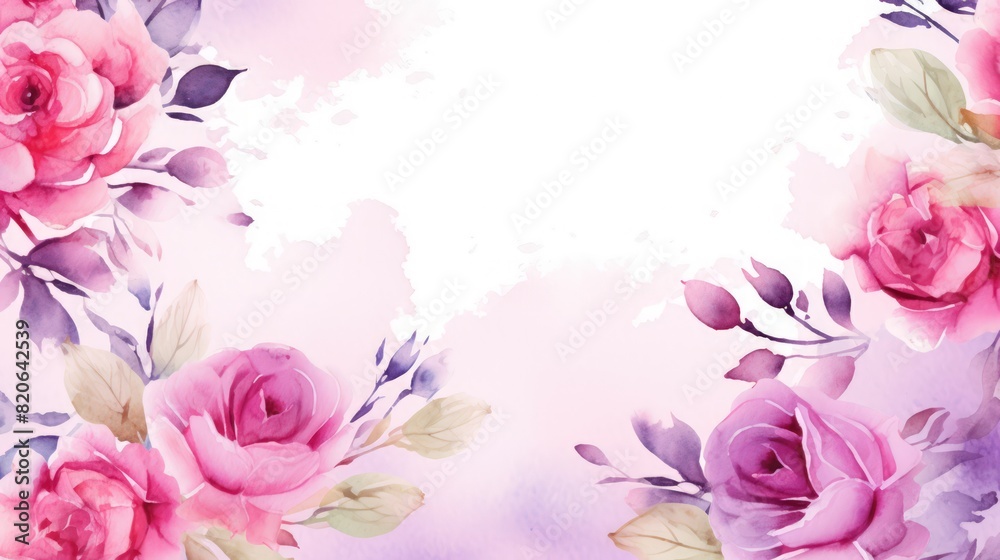 Watercolor-style background page featuring roses and leaves.