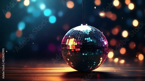 Glass disco ball on the boken background