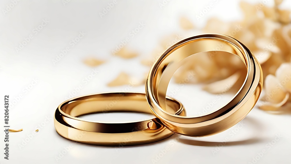 Two golden wedding rings on the white background Two golden wedding rings on the white background