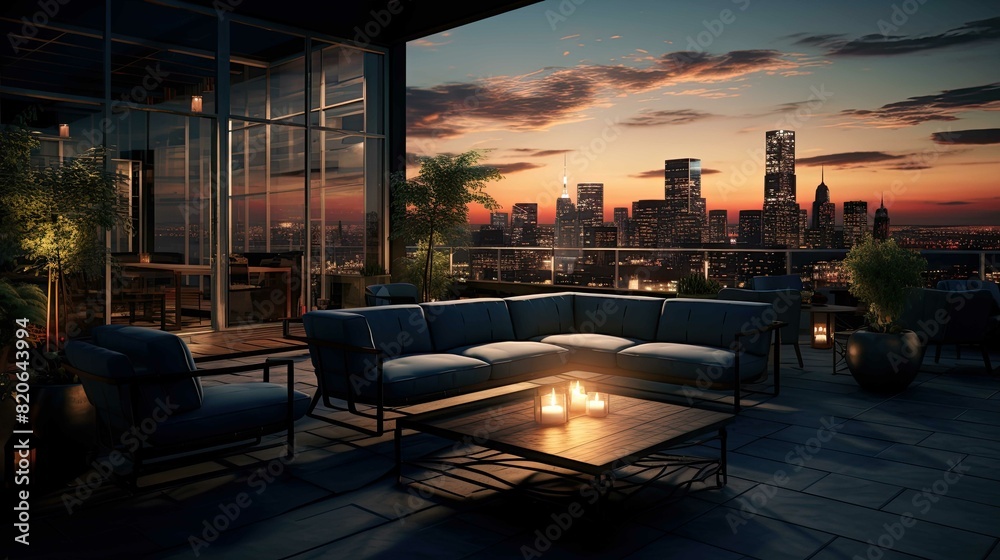 Fototapeta premium Pool at sunset. AI generated art illustration.