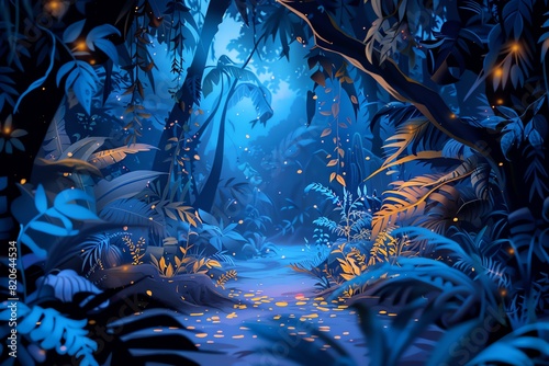 Glowing tropical forest background photo