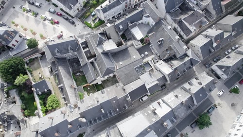 Aerial Top Down Shot of Houses At Small French Picturesque Village - Real Estate photo