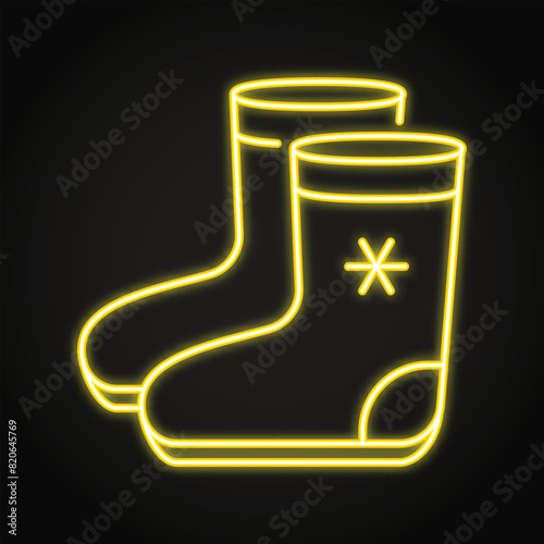Winter felt boots neon icon