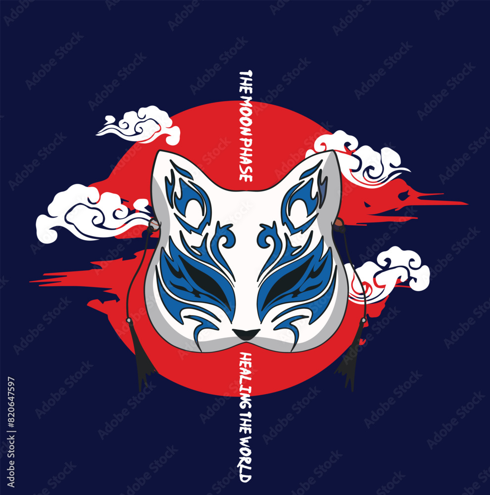 kitsune mask sticker and t shirt design vector design kitsune mask sticker and t shirt design vector design