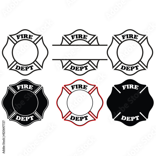 Fire fighter emblem. Black and white fire fighter blank loigo emblem design   © bayurey
