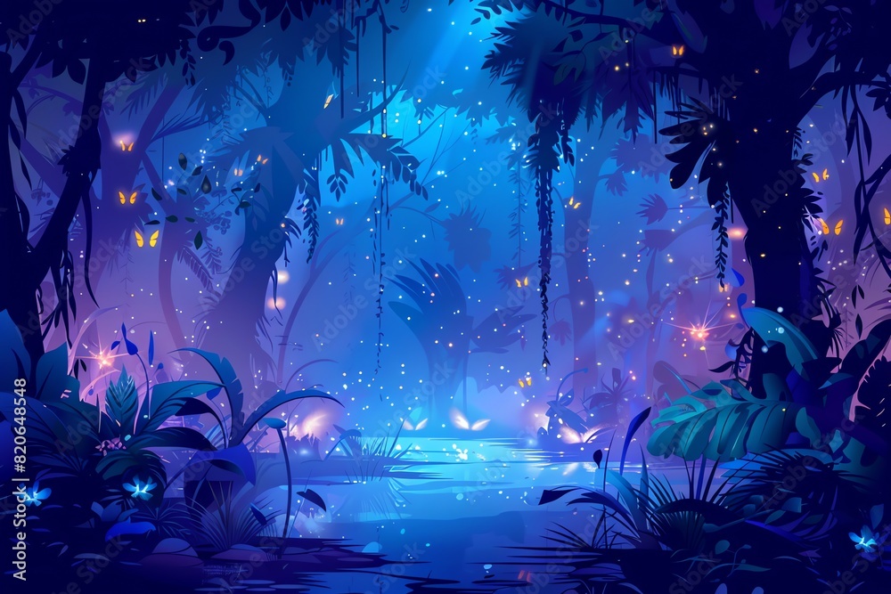Fototapeta premium Glowing tropical forest background