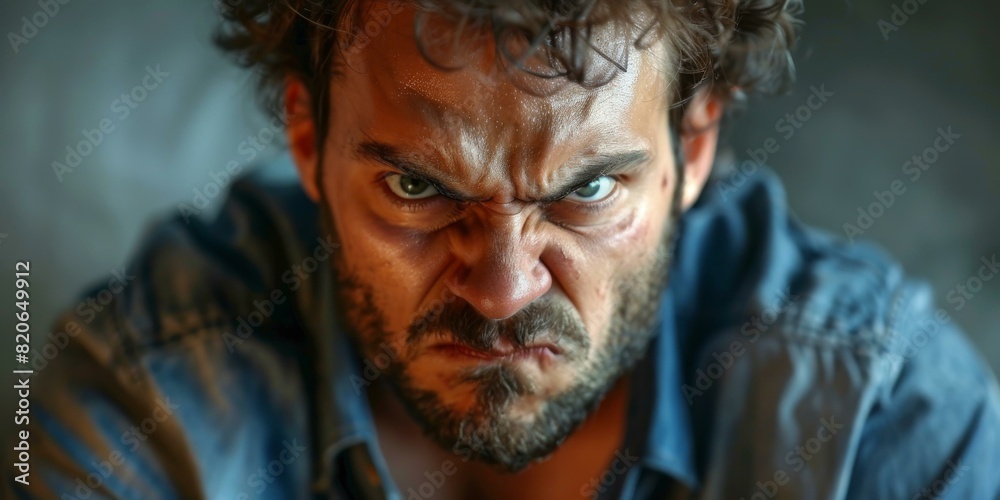 Angry Man Portrait: Close-up of Expression Angry Man Portrait: Close-up of Expression