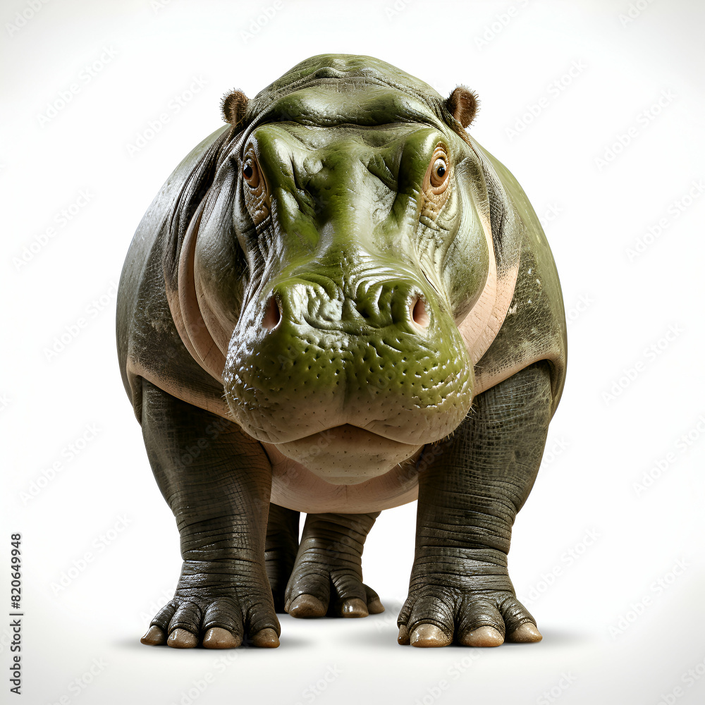 Fototapeta premium Hippopotamus isolated on a white background. 3d render