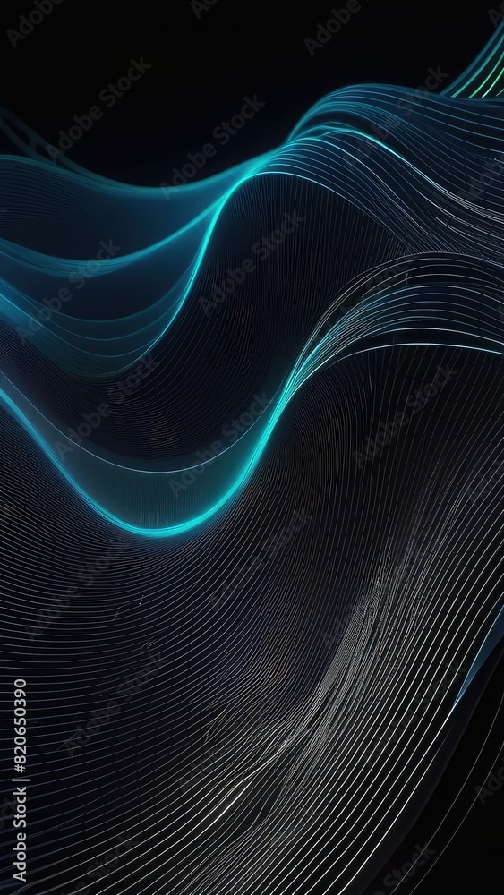Beautiful abstract wave background with digital effect, waves of blue light on a dark background. Vertical background, illuminated abstract modern digital art background Beautiful abstract wave background with digital effect, waves of blue light on a dark background. Vertical background, illuminated abstract modern digital art background