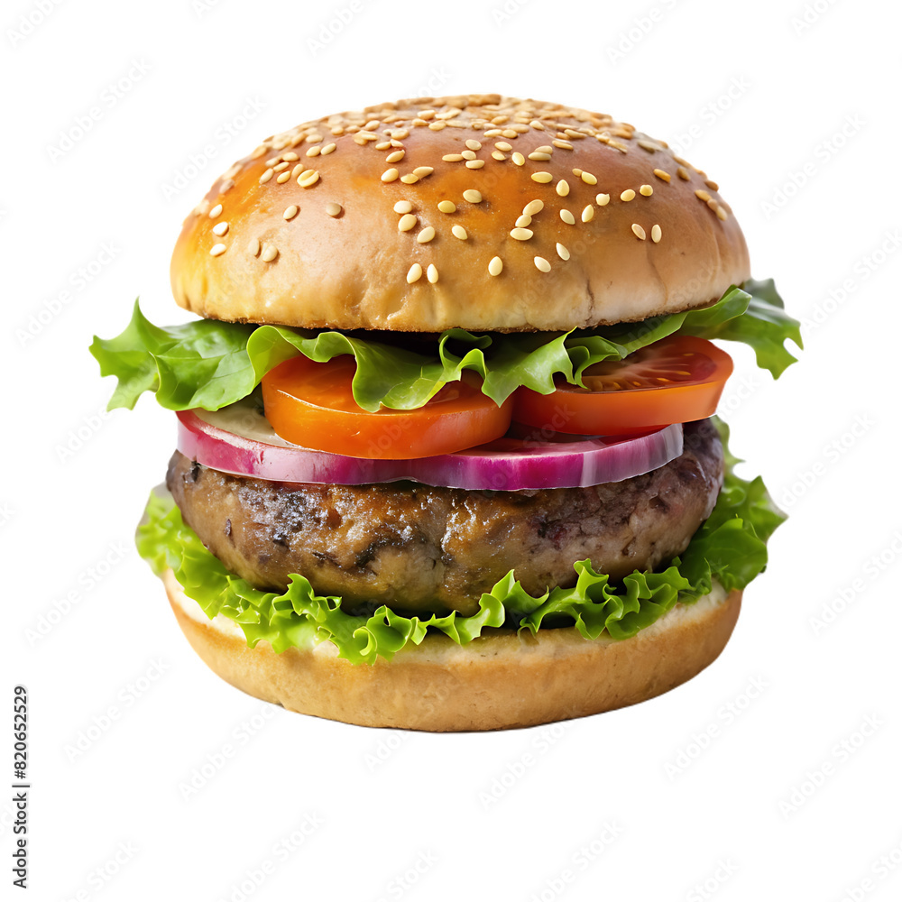 Fresh cheese beef and chicken burger on isolated PSD Fresh cheese beef and chicken burger on isolated PSD