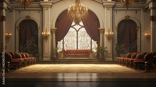 Interior of a luxury hotel. AI generated art illustration. photo