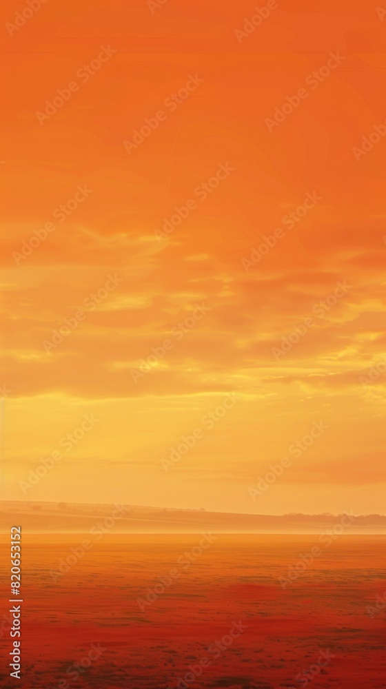 A painting capturing an orange sky filled with fluffy clouds A painting capturing an orange sky filled with fluffy clouds