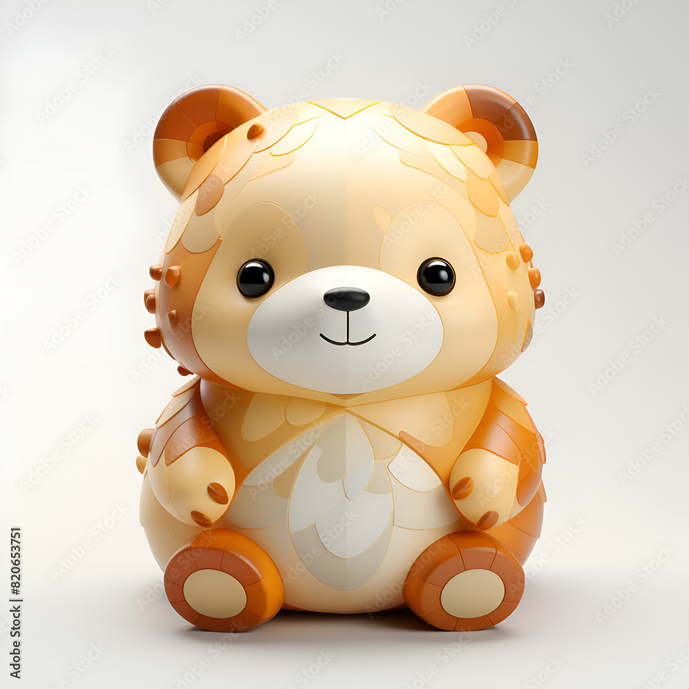 Naklejka premium Teddy bear isolated on white background. 3D rendering. Illustration.