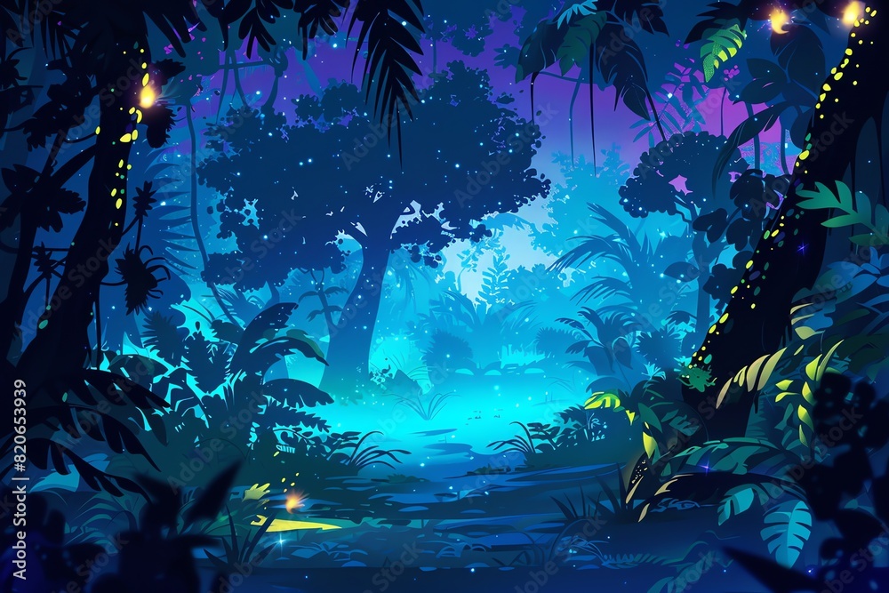 Fototapeta premium Glowing tropical forest background