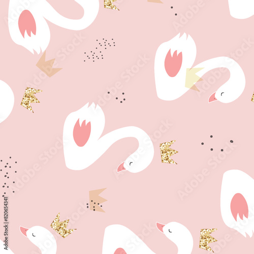 seamless pattern with swans