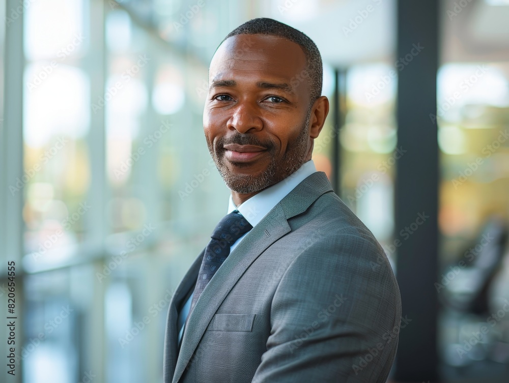 Confident businessman in a suit smiling at the camera Confident businessman in a suit smiling at the camera