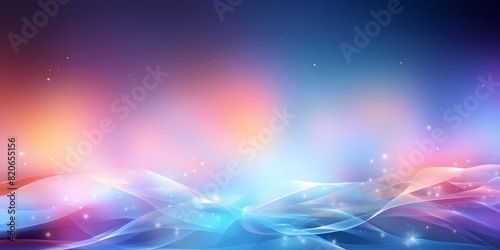 Abstract Colorful Light Waves on Blue Gradient Background