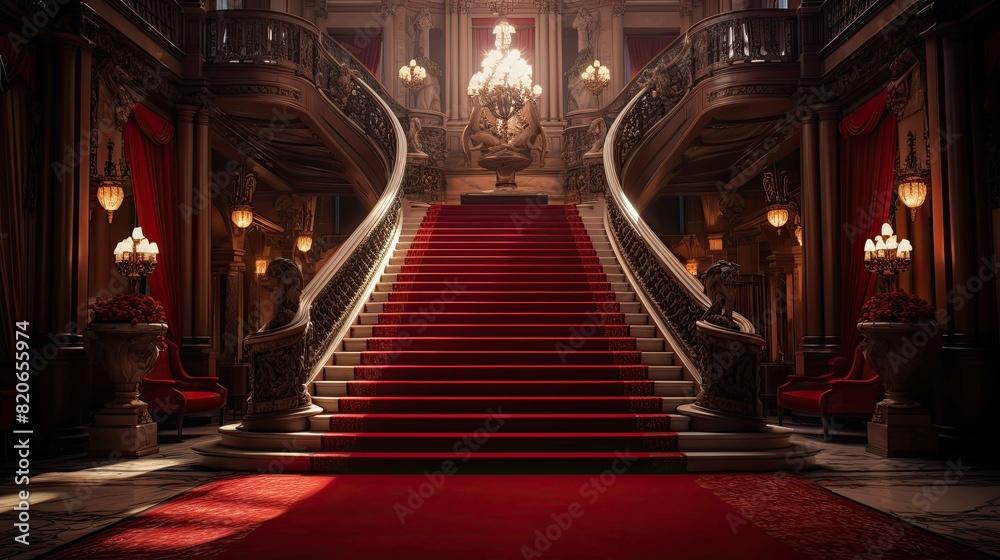 Red carpet in the church. AI generated art illustration. Red carpet in the church. AI generated art illustration.