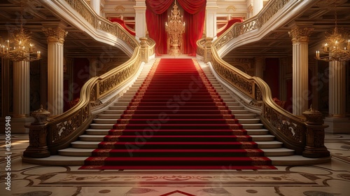 Red carpet in the church. AI generated art illustration.