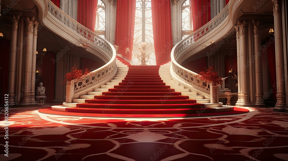 Obraz premium Red carpet in the church. AI generated art illustration.