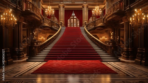 Red carpet in the church. AI generated art illustration.