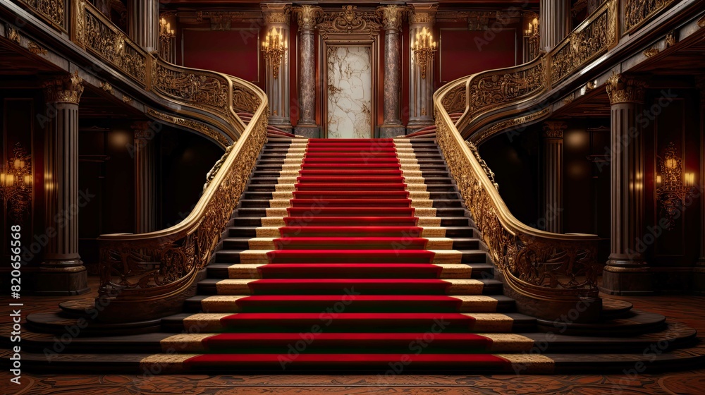 Obraz premium Red carpet in the church. AI generated art illustration.