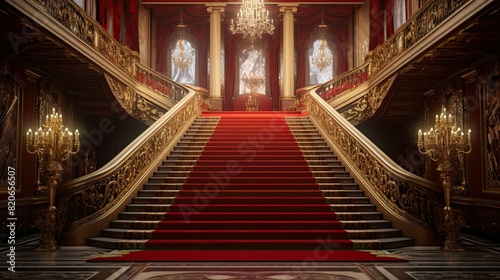 Red carpet in the church. AI generated art illustration.
