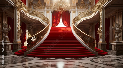 Red carpet in the church. AI generated art illustration.