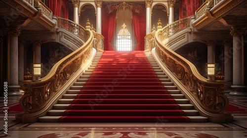 Red carpet in the church. AI generated art illustration.