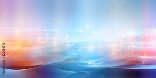 Abstract Colorful Light Waves on Blue Gradient Background