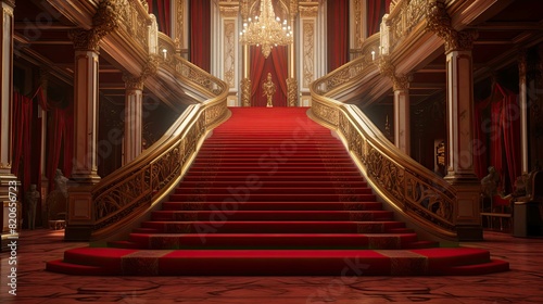 Red carpet in the church. AI generated art illustration.
