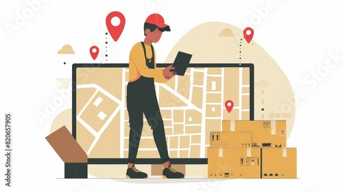 Delivery Logistics: Displaying a person checking delivery schedules and tracking shipment statuses for efficient logistics management