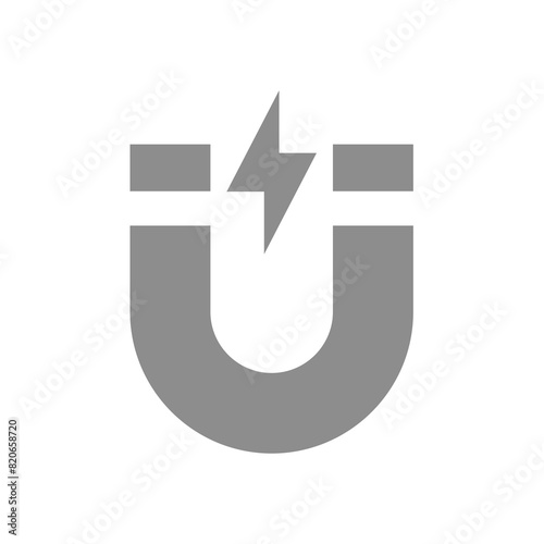 Magnet and charge vector icon. Simple glyph symbol.