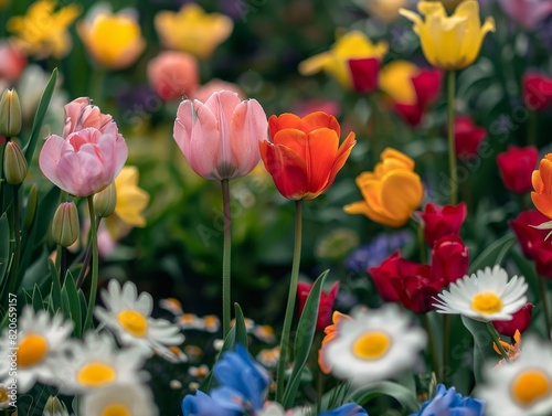 Vibrant spring flowers in bloom