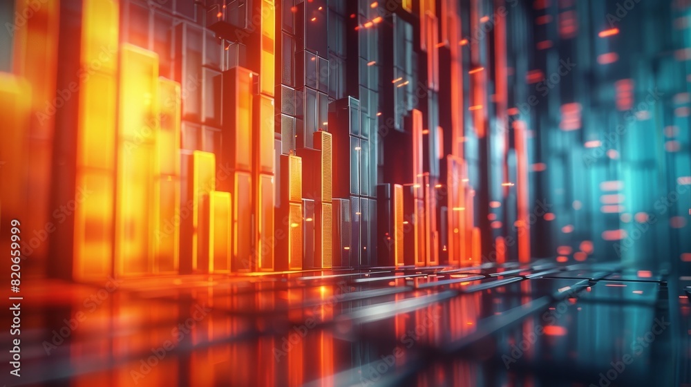 Digitally generated of multi colored vertical bars. Concept of fintech technology, new banking and investment. Clean design. Generative AI. Digitally generated of multi colored vertical bars. Concept of fintech technology, new banking and investment. Clean design. Generative AI.